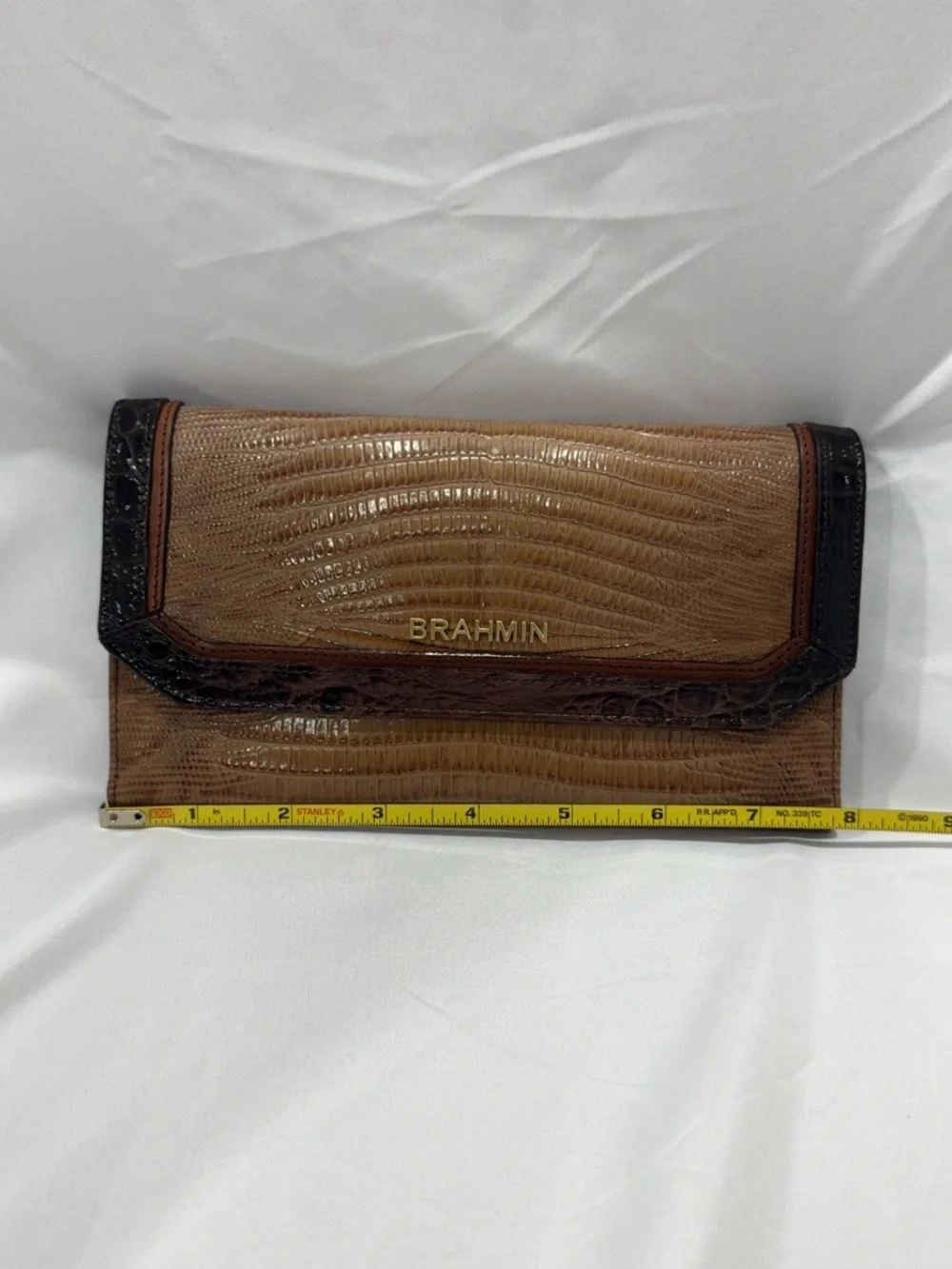 Brahmin Brown Textured Leather Clutch Wallet
